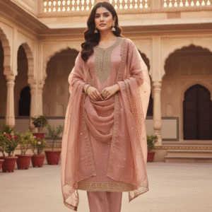 Heavy Embroidery Suit Twill Party Wear Net Suit for Women