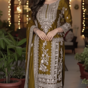 Trendy Party Wear Fully Stitched Embroidered Suit